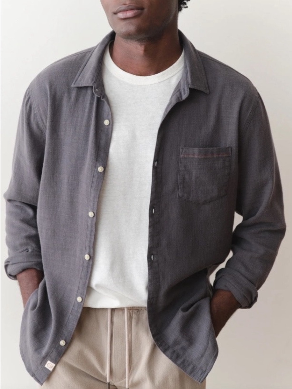 Marine Layer Stretch Selvage Long Sleeve Shirt Size XL Blue Button Down Top